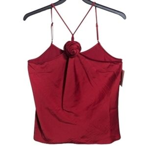 A New Day Women's Top Sz XL Red Flower Spaghetti Strap